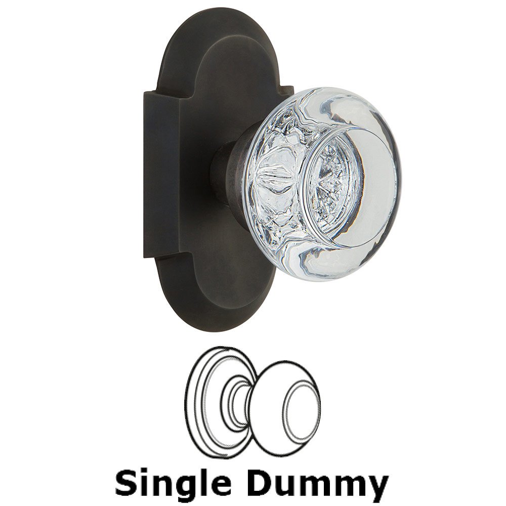 Single Dummy Cottage Plate with Round Clear Crystal Knob in Oil Rubbed Bronze