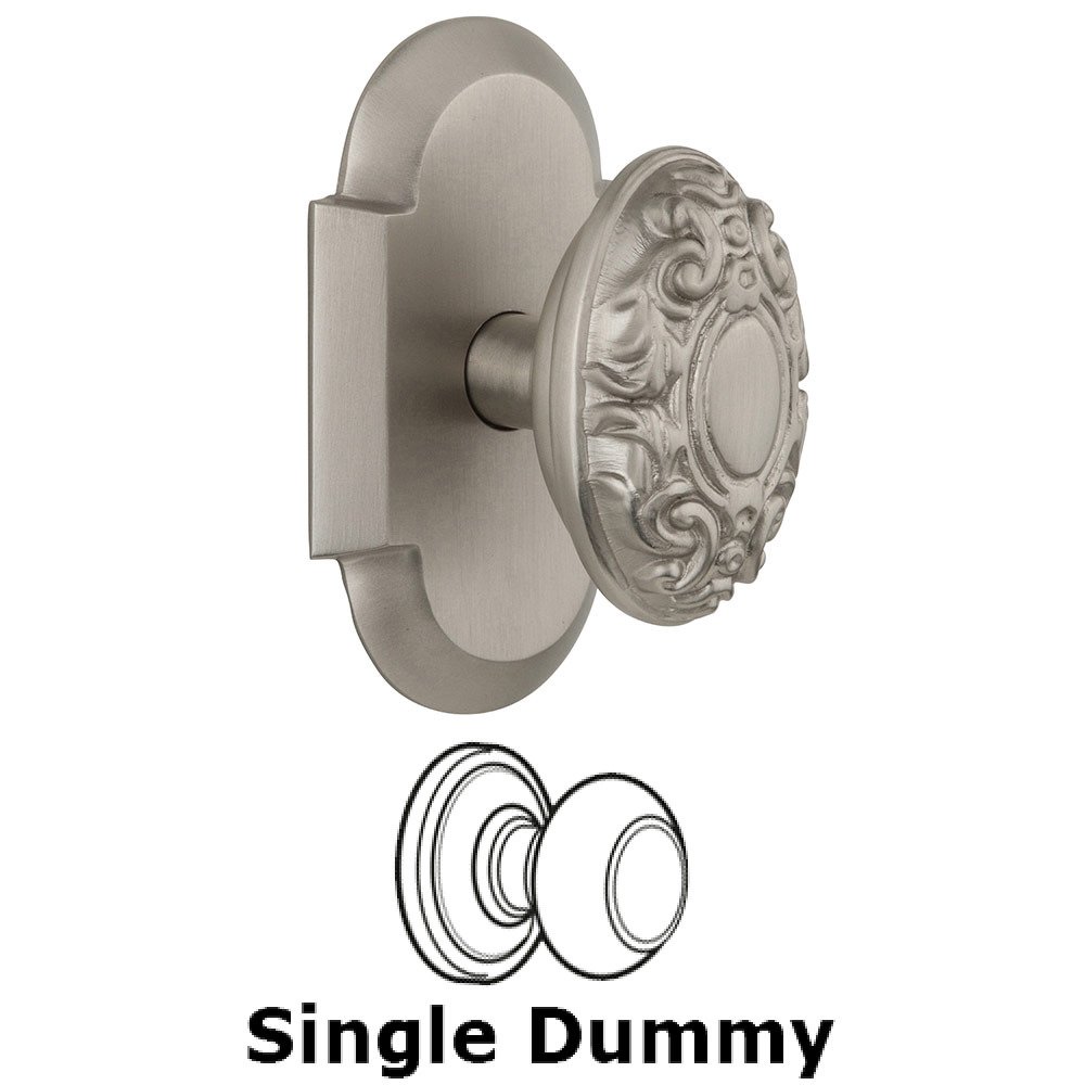 Single Dummy Cottage Plate with Victorian Knob in Satin Nickel