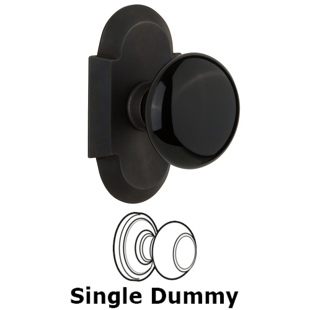Single Dummy Cottage Plate with Black Porcelain Knob in Oil Rubbed Bronze