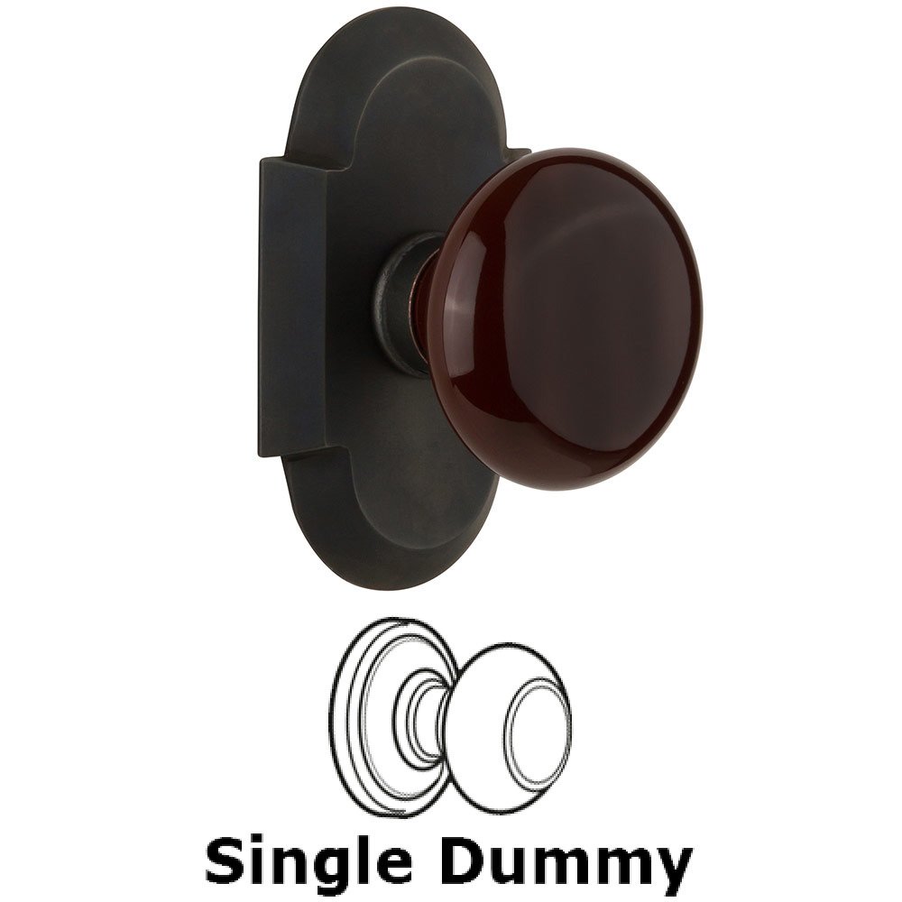 Single Dummy Cottage Plate with Brown Porcelain Knob in Oil Rubbed Bronze