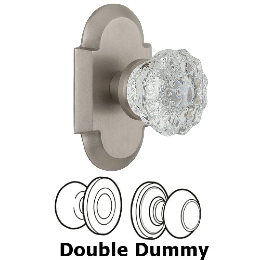 Double Dummy Cottage Plate with Crystal Knob in Satin Nickel