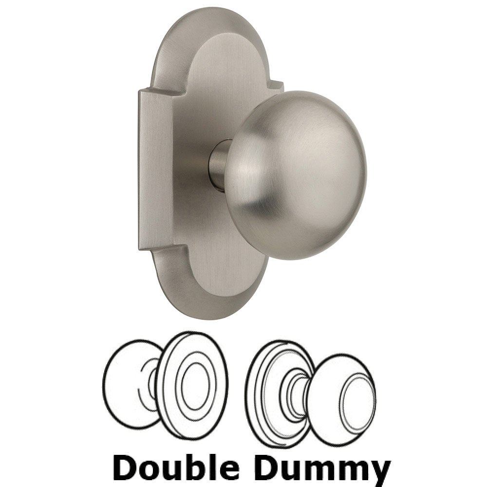 Double Dummy Cottage Plate with New York Knob in Satin Nickel