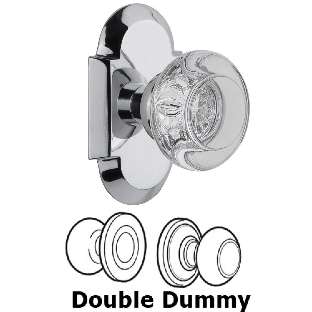 Double Dummy Cottage Plate with Round Clear Crystal Knob in Bright Chrome