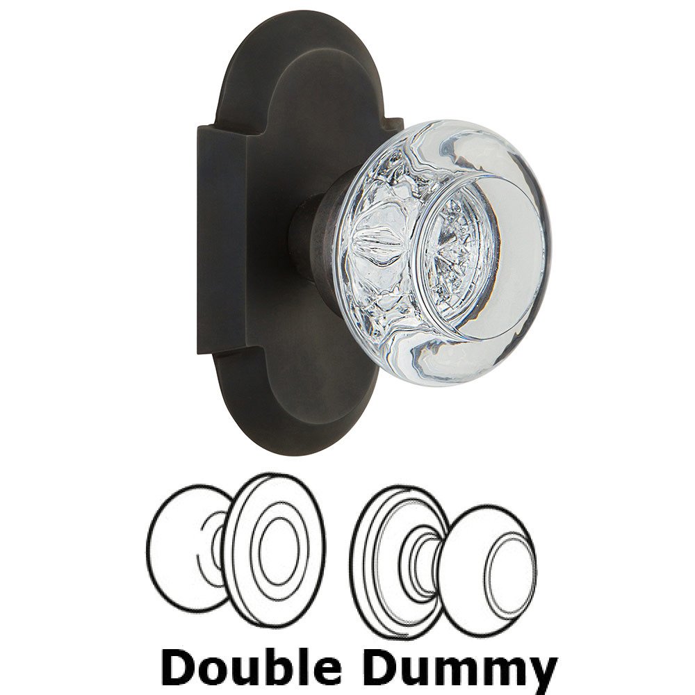 Double Dummy Cottage Plate with Round Clear Crystal Knob in Oil Rubbed Bronze
