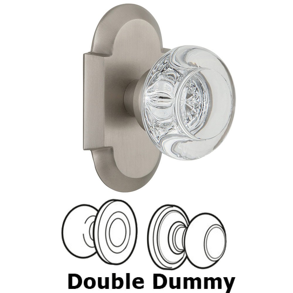 Double Dummy Cottage Plate with Round Clear Crystal Knob in Satin Nickel