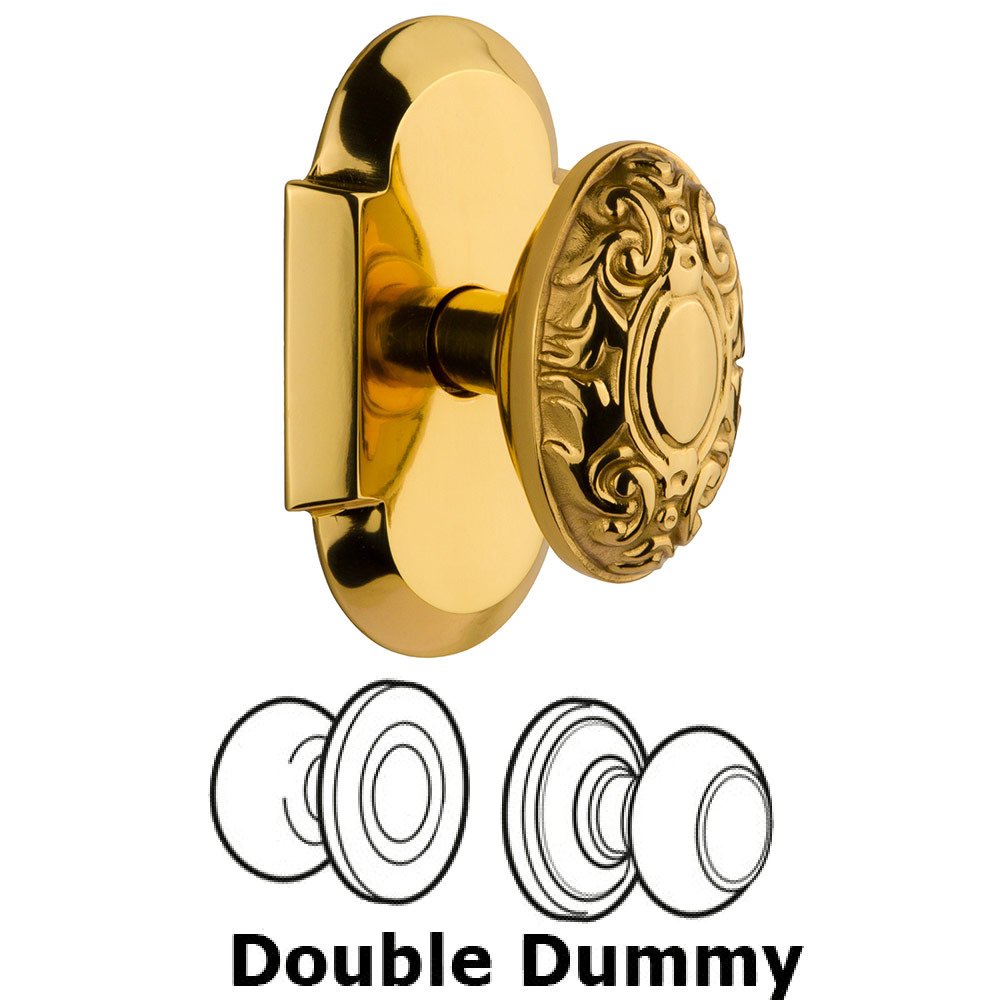 Double Dummy Cottage Plate with Victorian Knob in Polished Brass