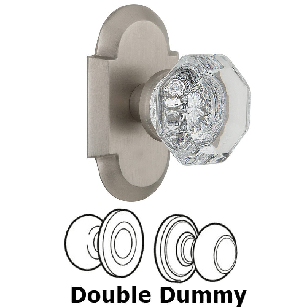 Double Dummy Cottage Plate with Waldorf Knob in Satin Nickel