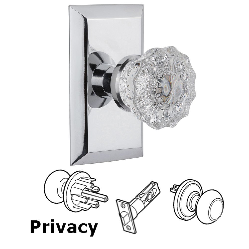 Privacy Studio Plate with Crystal Knob in Bright Chrome