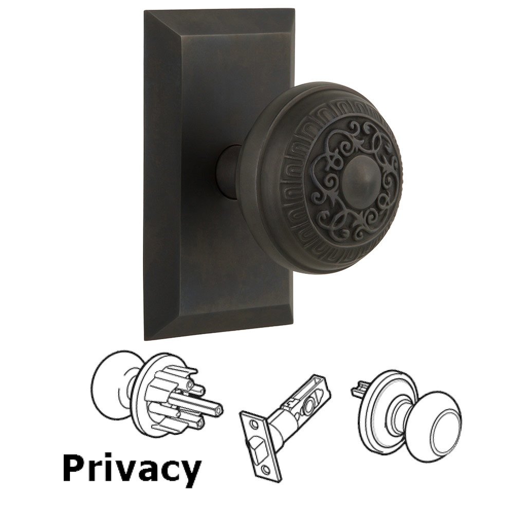 Privacy Studio Plate with Egg and Dart Knob in Oil Rubbed Bronze