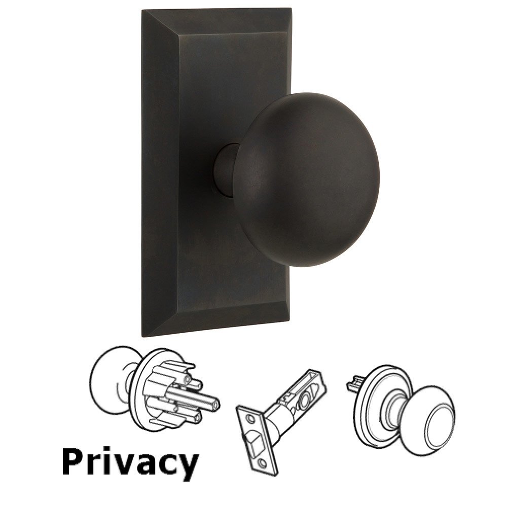Privacy Studio Plate with New York Knob in Oil Rubbed Bronze