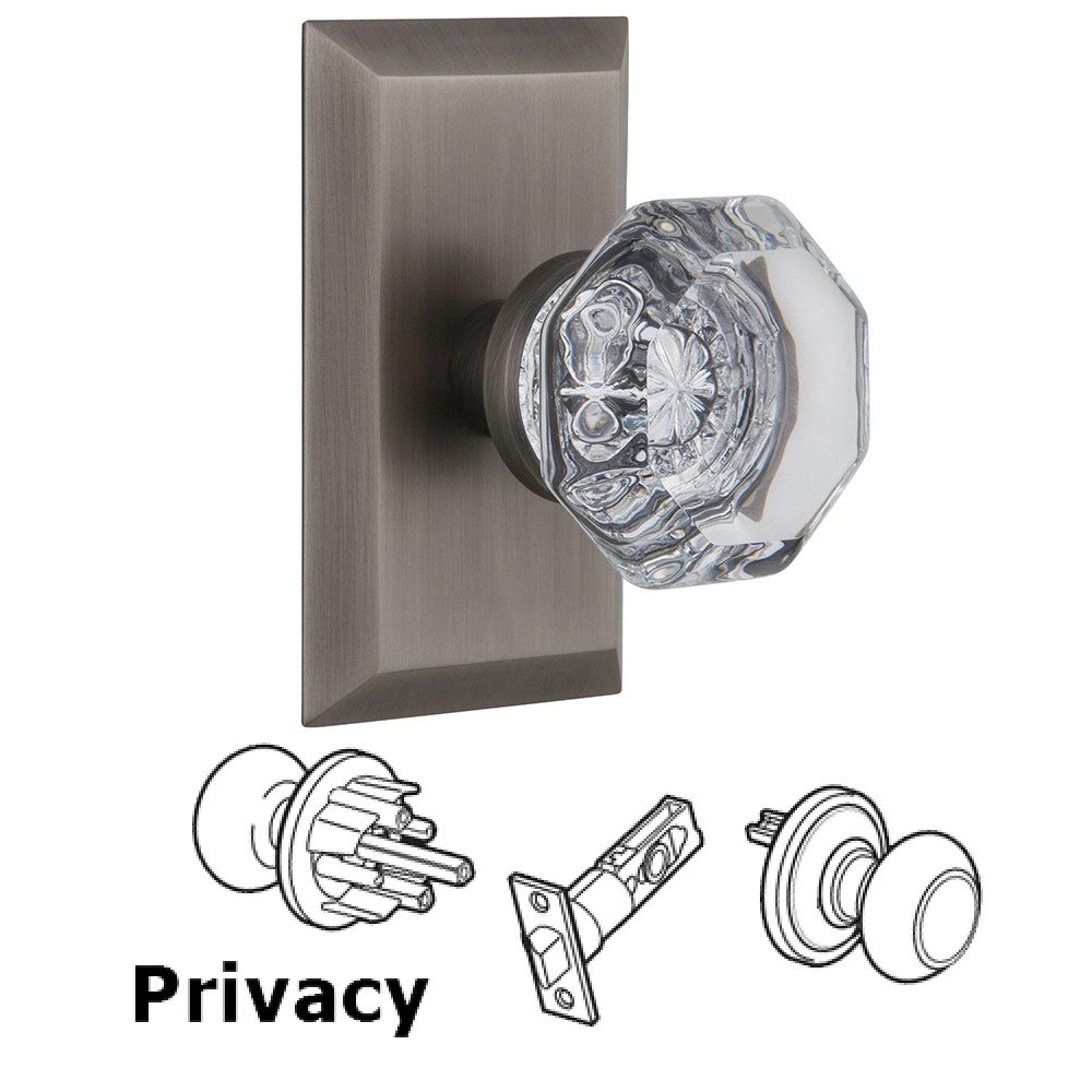 Privacy Studio Plate with Waldorf Knob in Antique Pewter