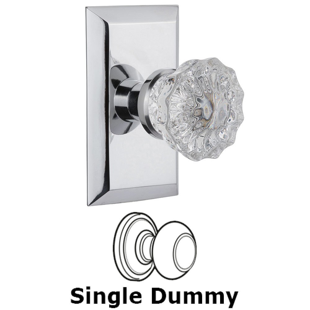 Single Dummy Studio Plate with Crystal Knob in Bright Chrome