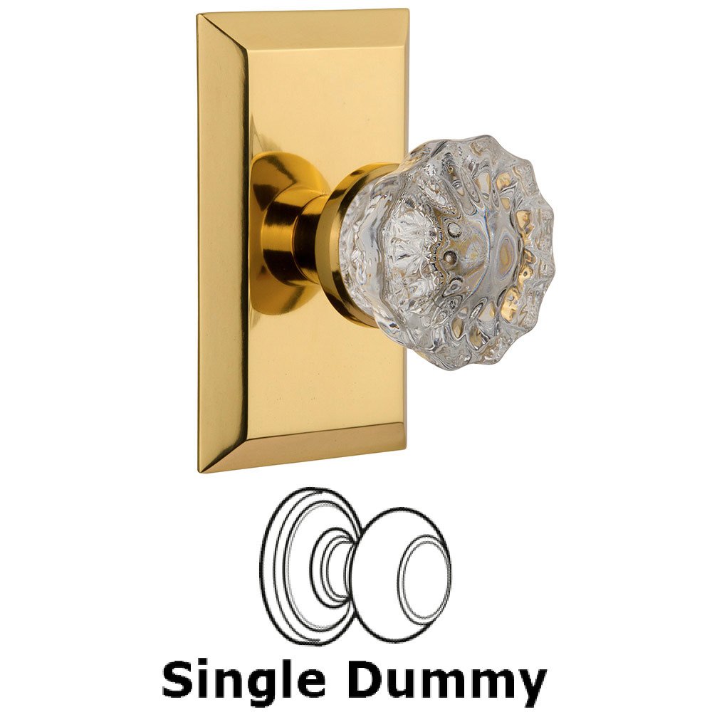 Single Dummy Studio Plate with Crystal Knob in Polished Brass