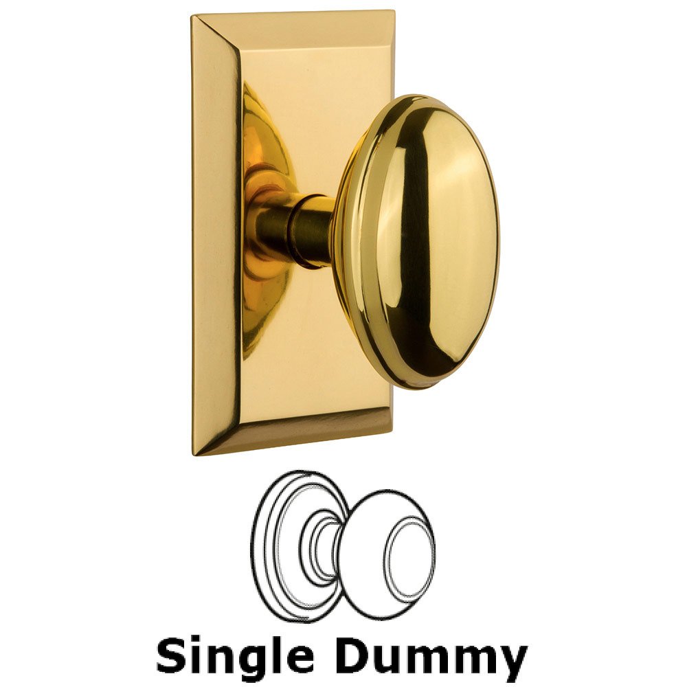Single Dummy Studio Plate with Homestead Knob in Polished Brass