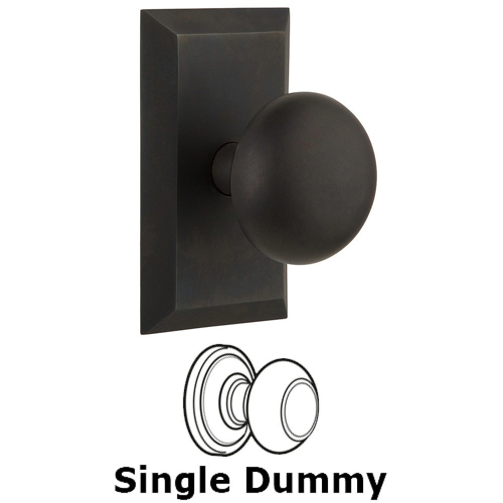 Single Dummy Studio Plate with New York Knob in Oil Rubbed Bronze