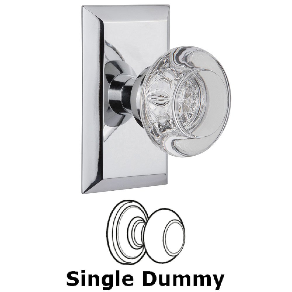 Single Dummy Studio Plate with Round Clear Crystal Knob in Bright Chrome