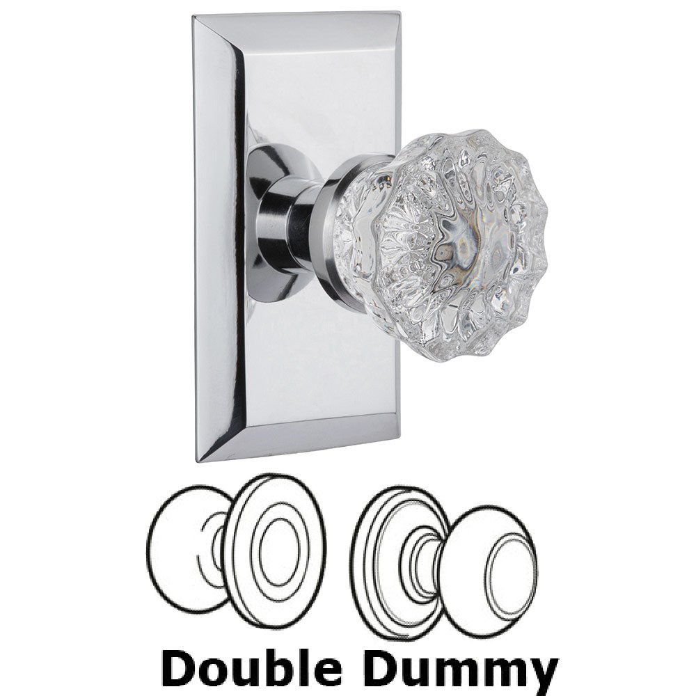 Double Dummy Studio Plate with Crystal Knob in Bright Chrome