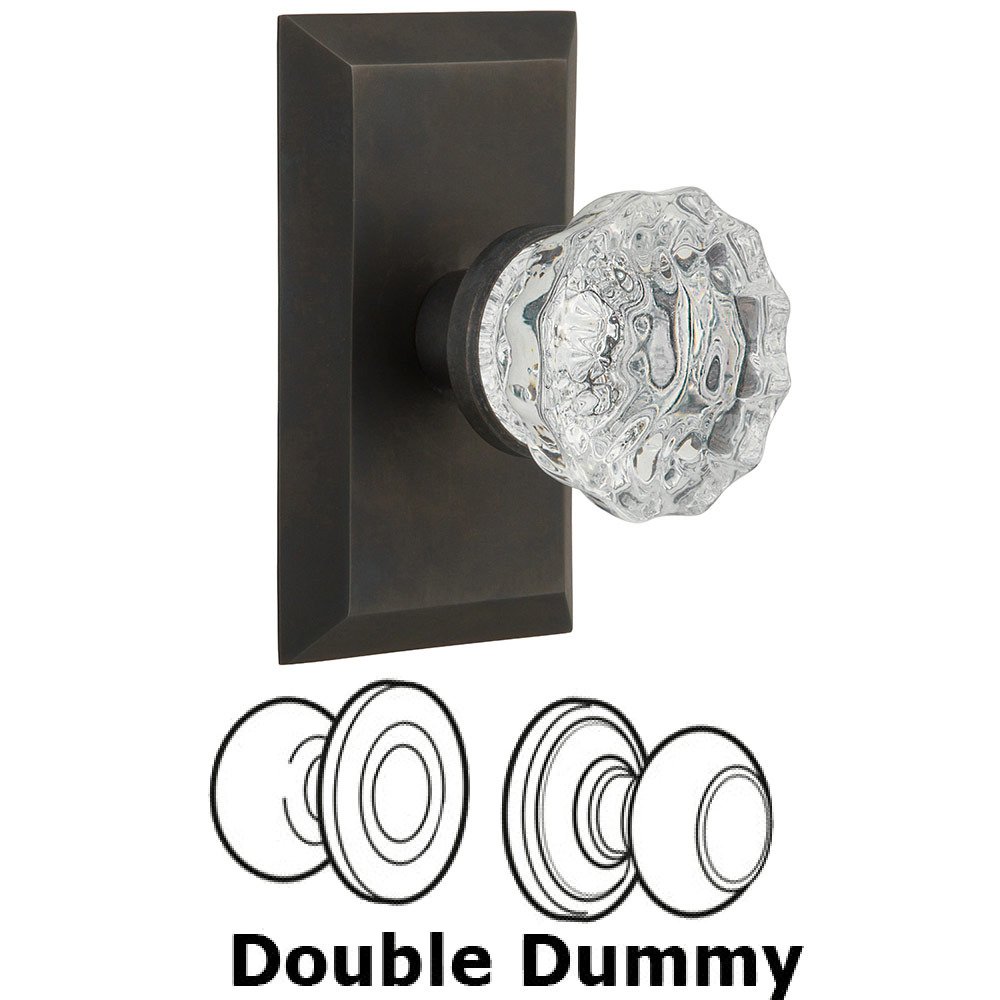 Double Dummy Studio Plate with Crystal Knob in Oil Rubbed Bronze