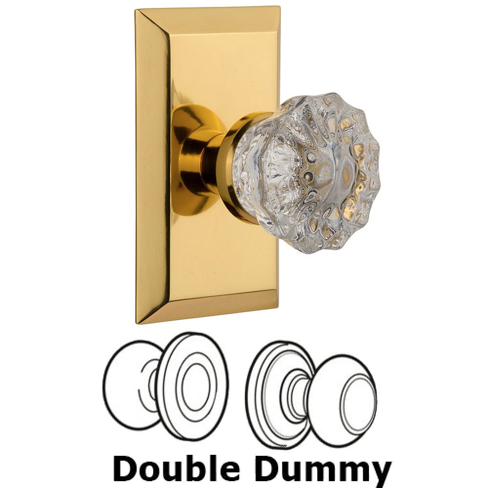 Double Dummy Studio Plate with Crystal Knob in Polished Brass