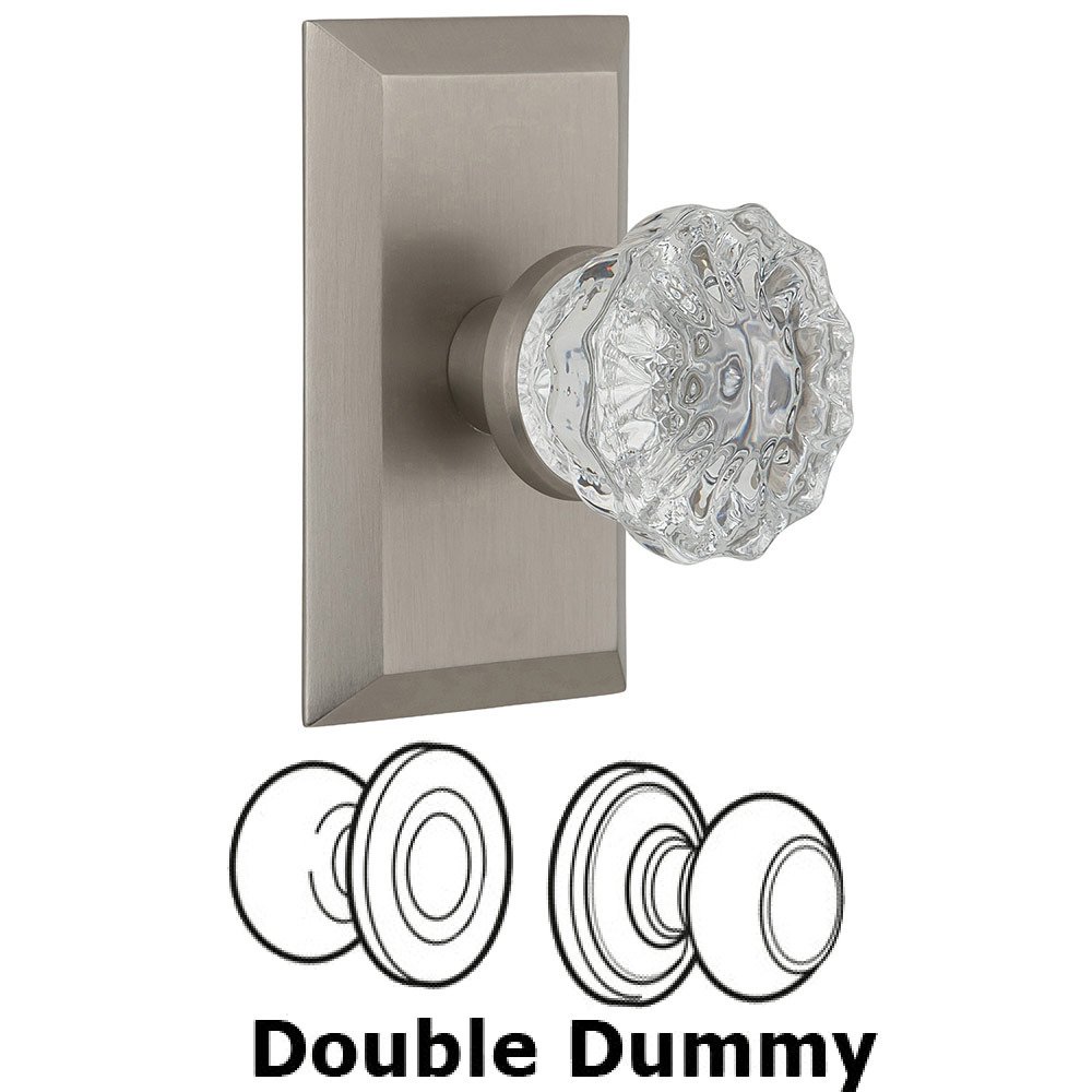 Double Dummy Studio Plate with Crystal Knob in Satin Nickel