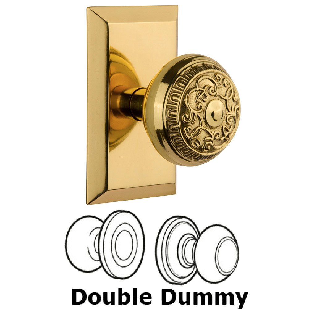 Double Dummy Studio Plate with Egg and Dart Knob in Polished Brass
