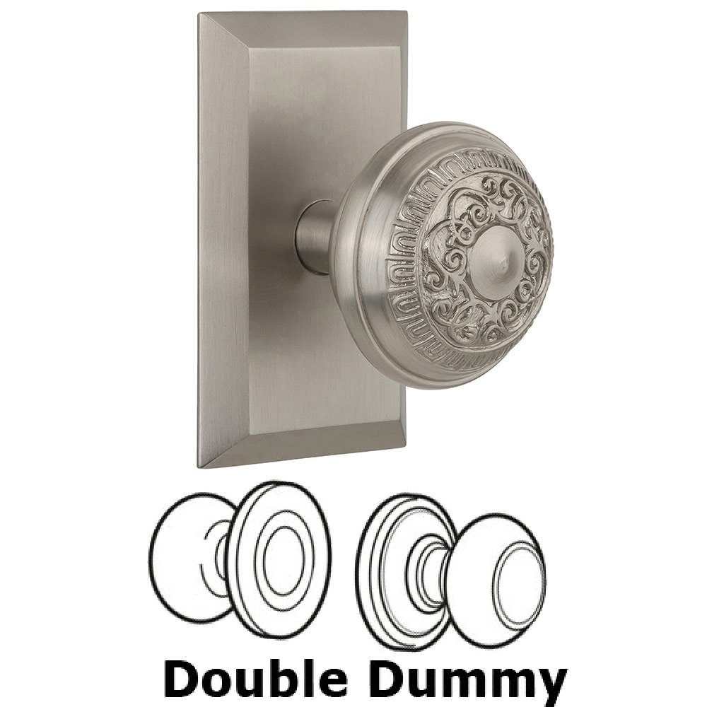 Double Dummy Studio Plate with Egg and Dart Knob in Satin Nickel