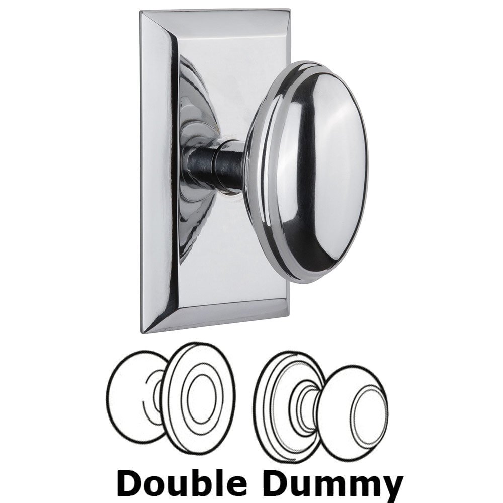 Double Dummy Studio Plate with Homestead Knob in Bright Chrome