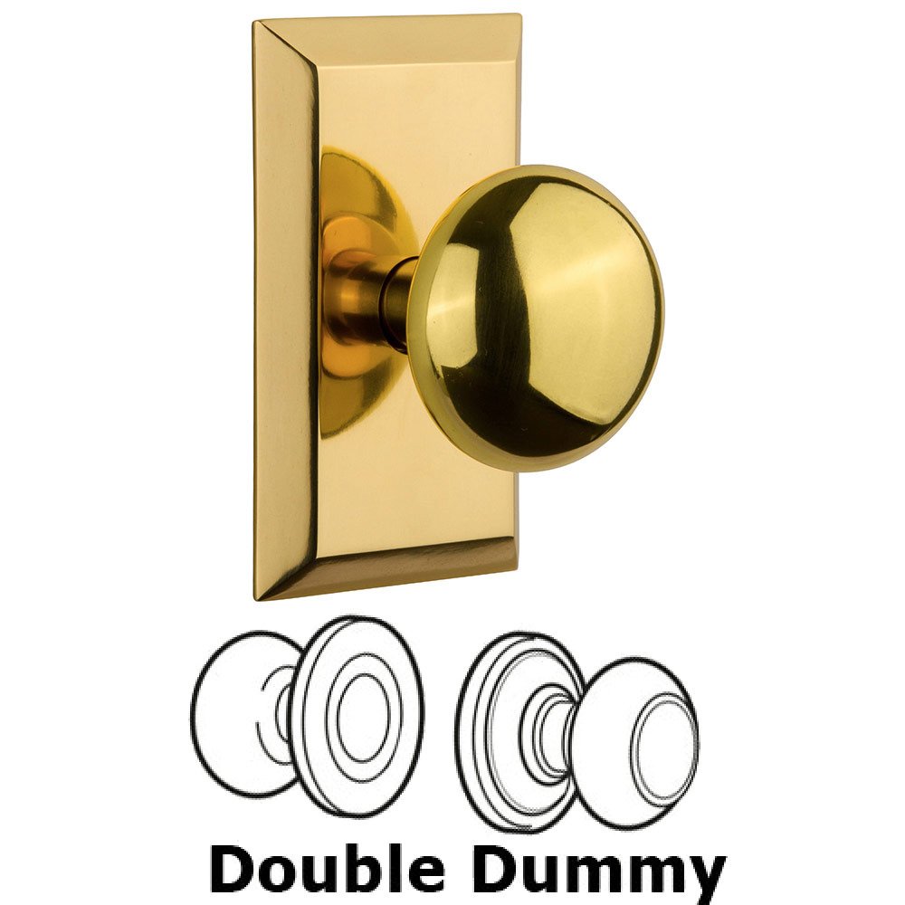 Double Dummy Studio Plate with New York Knob in Polished Brass