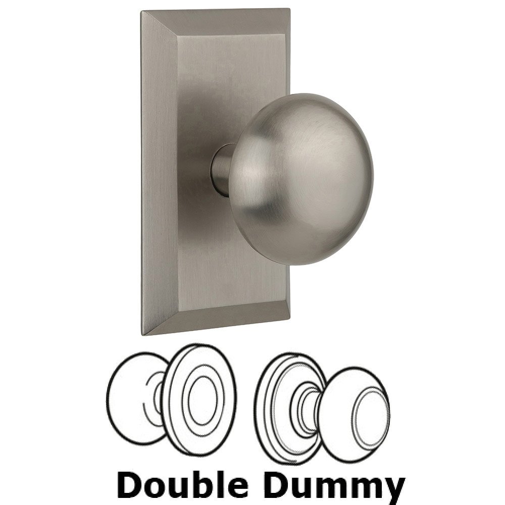 Double Dummy Studio Plate with New York Knob in Satin Nickel