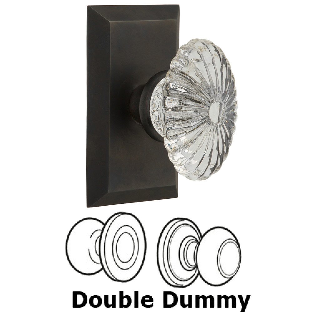 Double Dummy Studio Plate with Oval Fluted Crystal Knob in Oil Rubbed Bronze