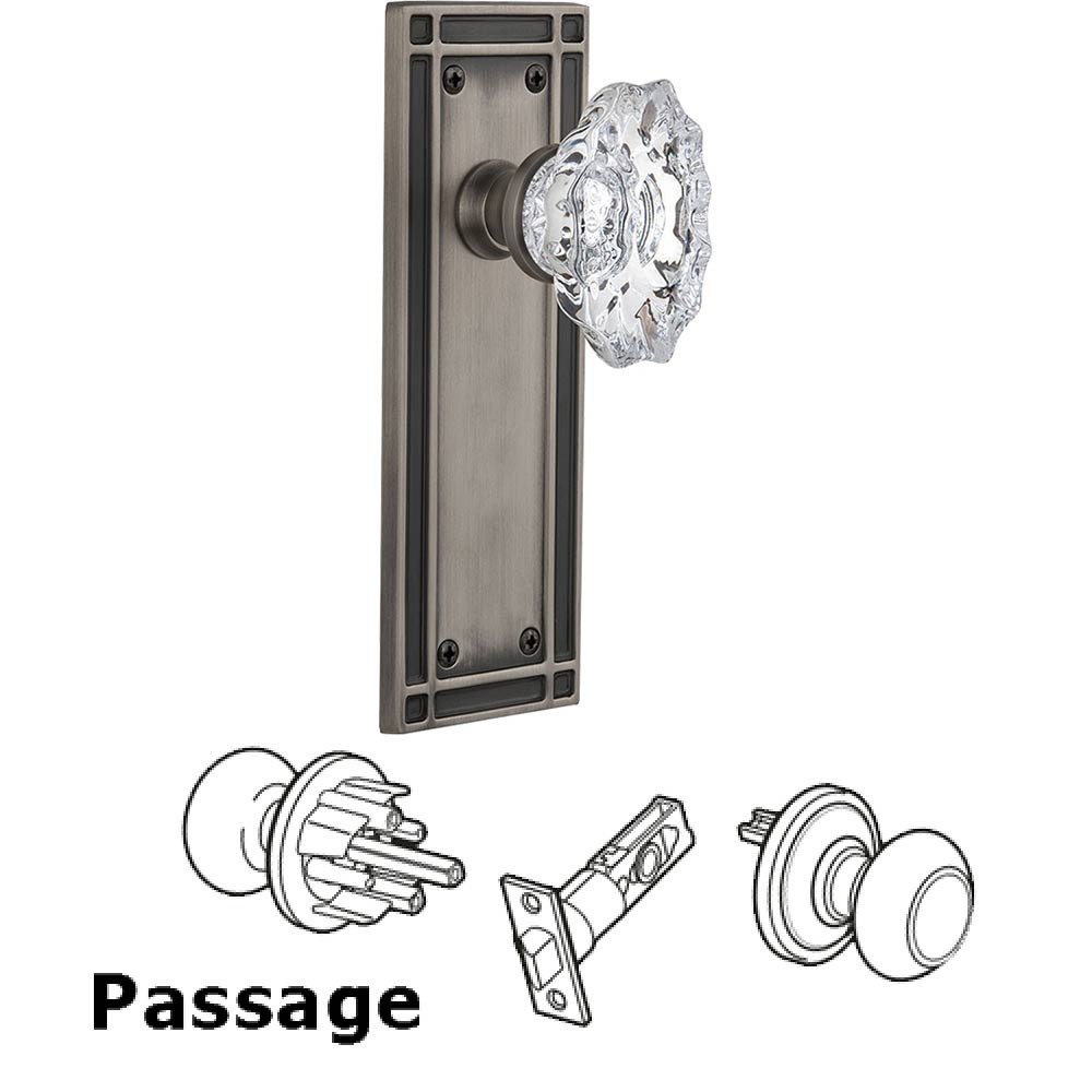 Passage Mission Plate with Chateau Door Knob in Antique Pewter