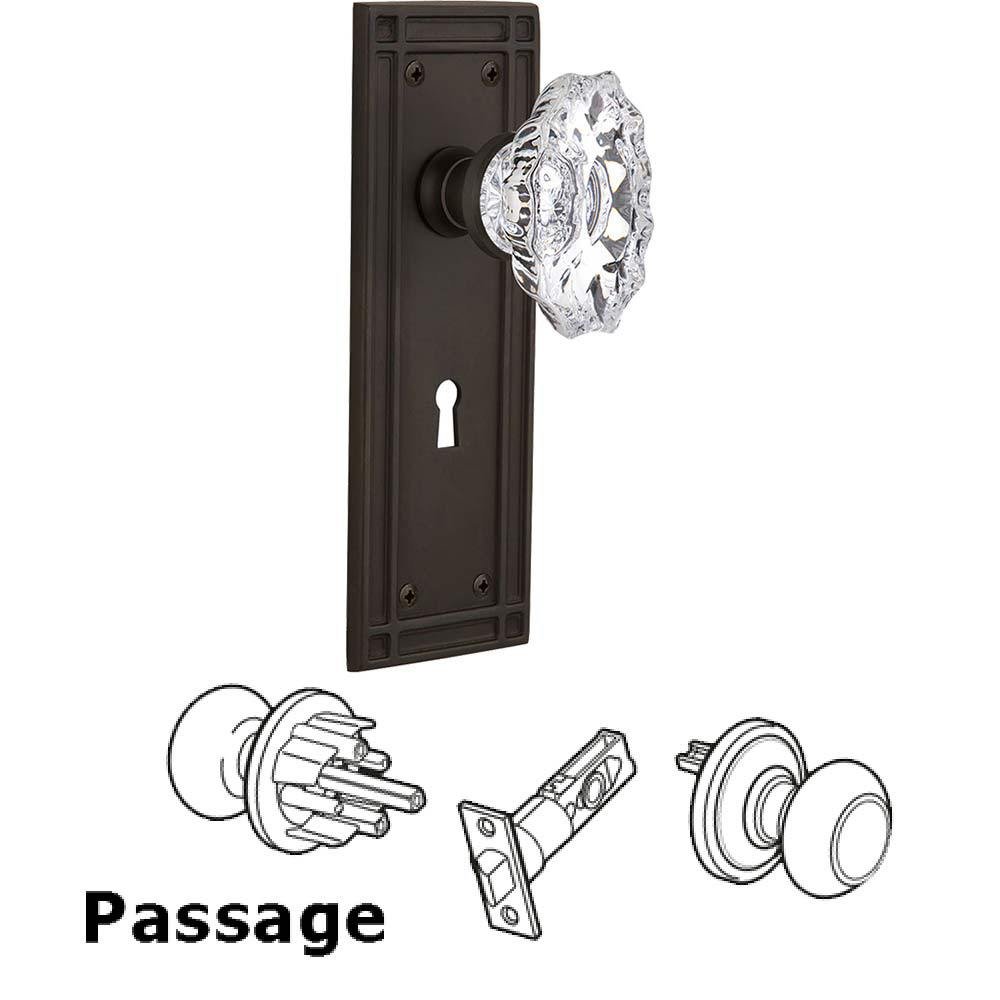 Full Passage Set With Keyhole - Mission Plate with Chateau Crystal Knob in Oil Rubbed Bronze