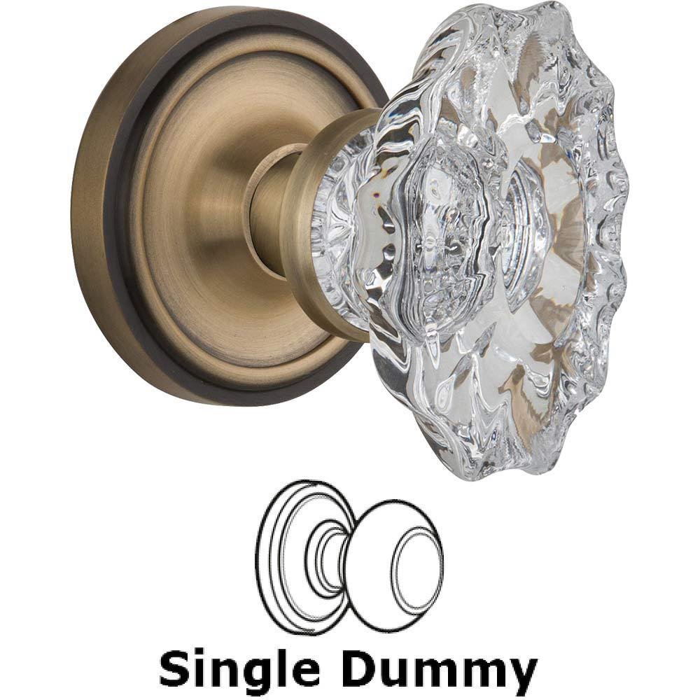 Single Dummy Classic Rosette with Chateau Crystal Knob in Antique Brass