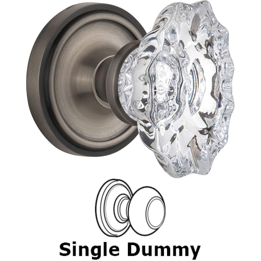 Single Dummy Classic Rosette with Chateau Crystal Knob in Antique Pewter