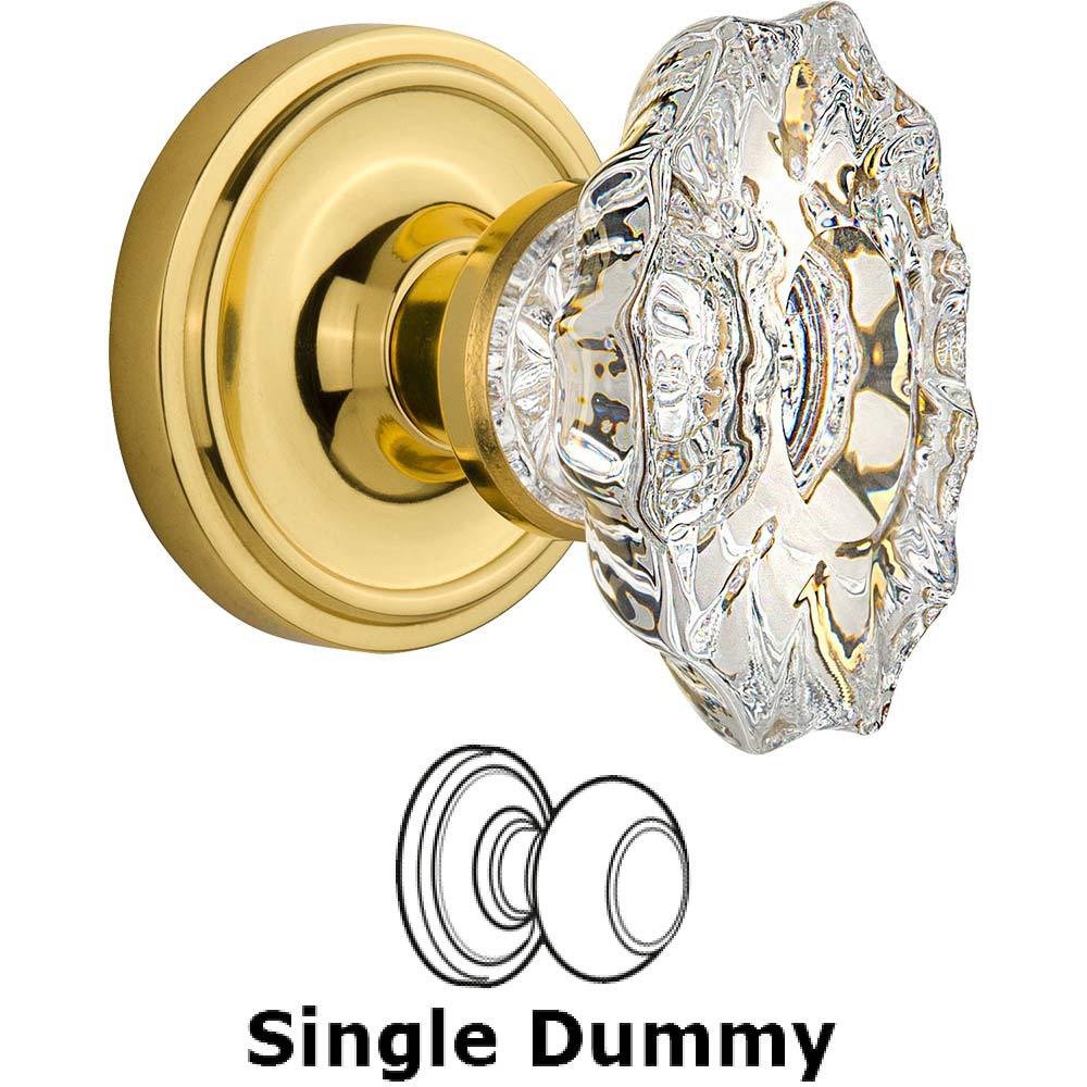 Single Dummy Classic Rosette with Chateau Crystal Knob in Polished Brass
