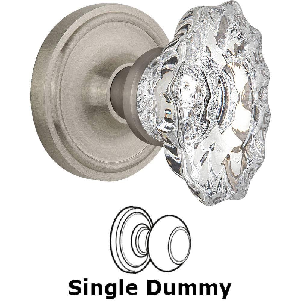 Single Dummy Classic Rosette with Chateau Crystal Knob in Satin Nickel
