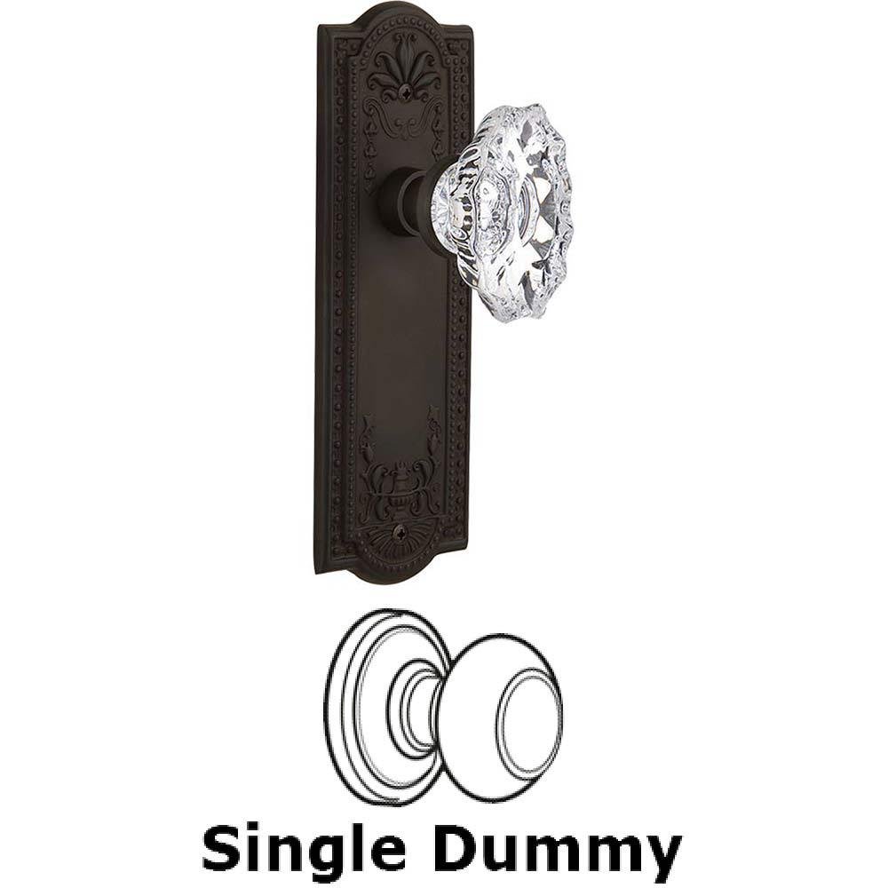 Single Dummy Knob Without Keyhole - Meadows Plate with Chateau Crystal Knob in Oil Rubbed Bronze
