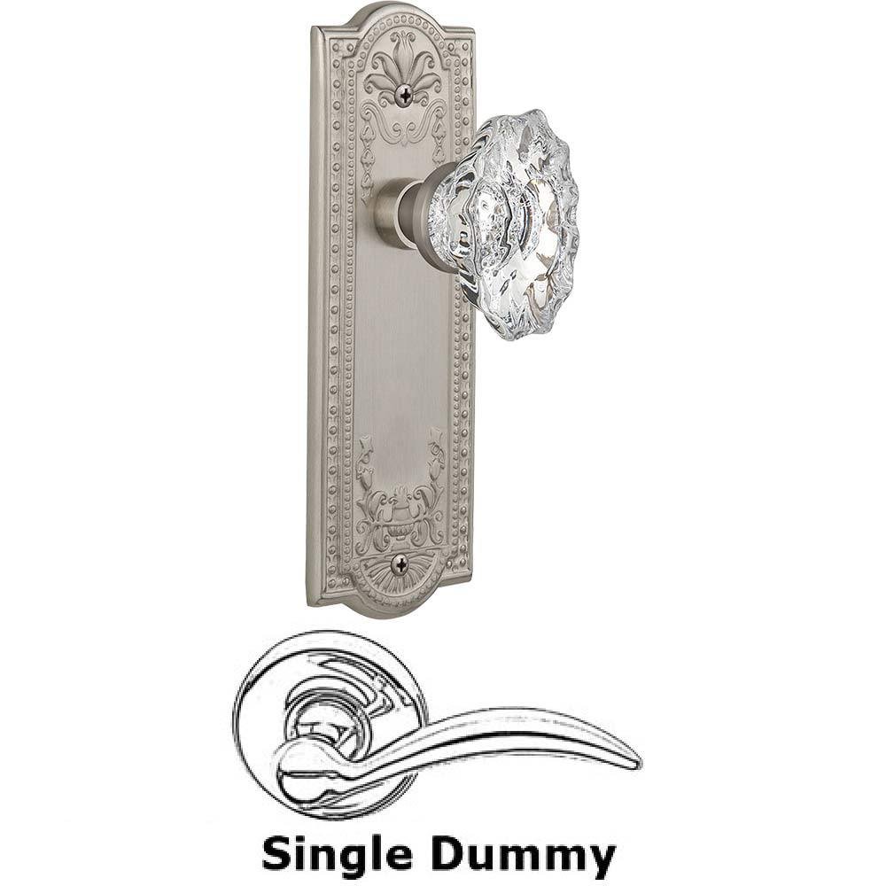 Single Dummy Knob Without Keyhole - Meadows Plate with Chateau Crystal Knob in Satin Nickel