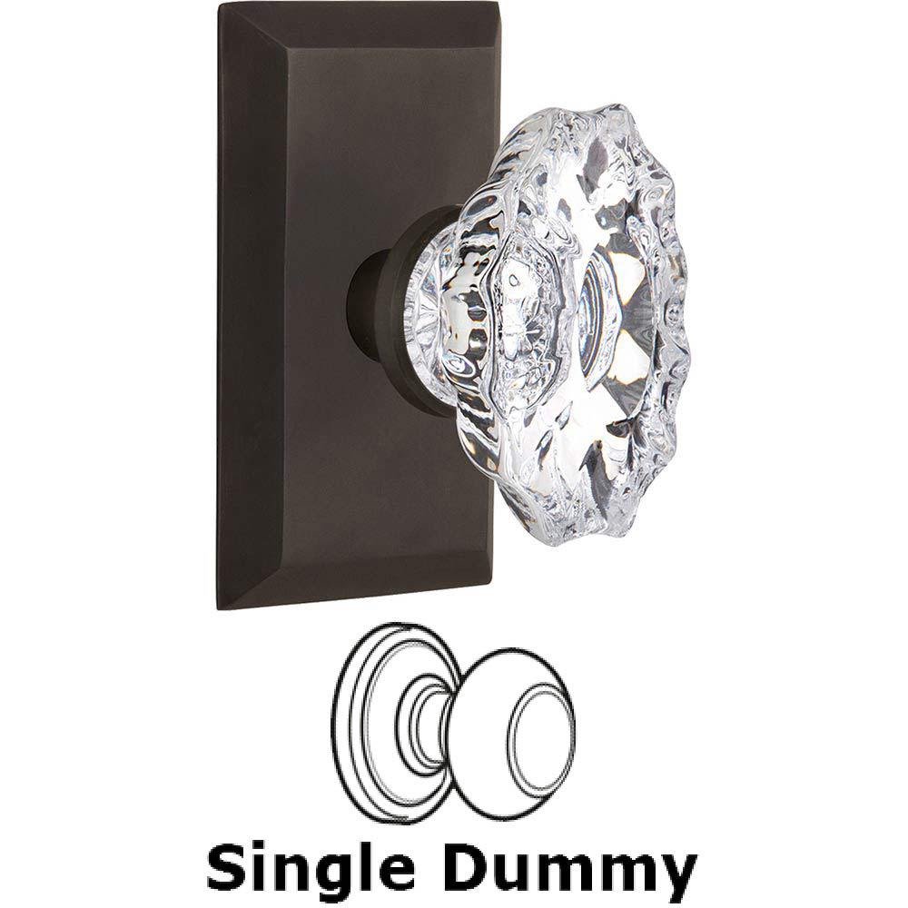 Single Dummy Knob Without Keyhole - Studio Plate with Chateau Crystal Knob in Oil Rubbed Bronze