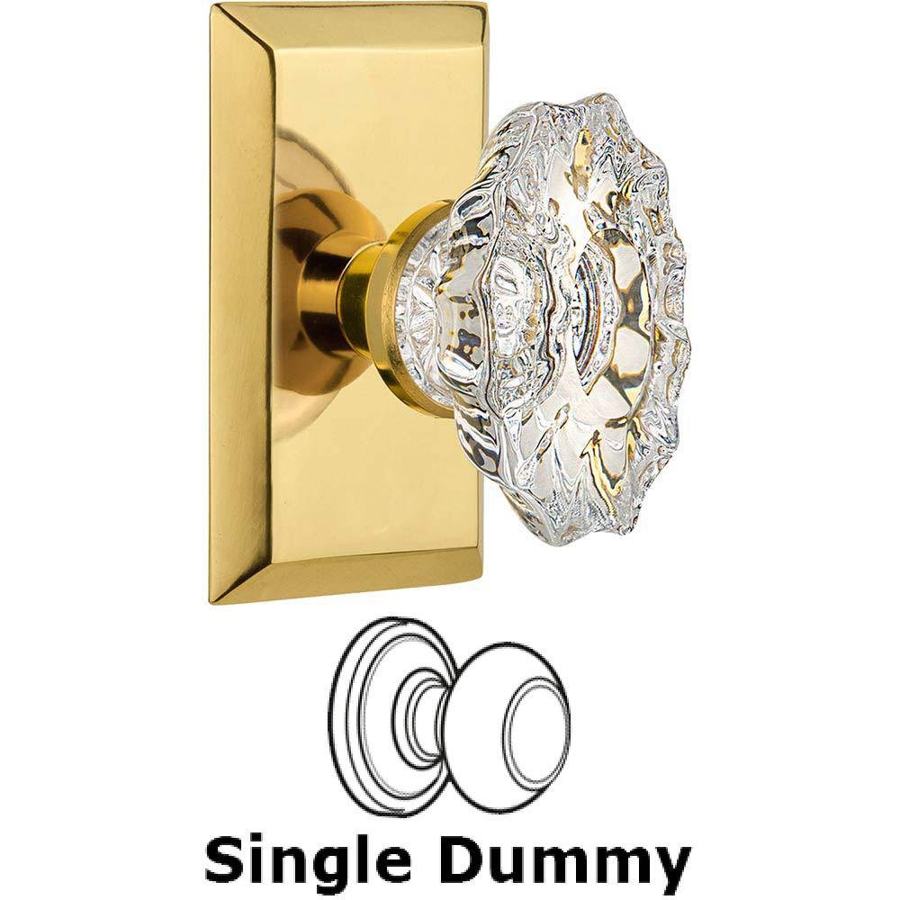 Single Dummy Knob Without Keyhole - Studio Plate with Chateau Crystal Knob in Polished Brass