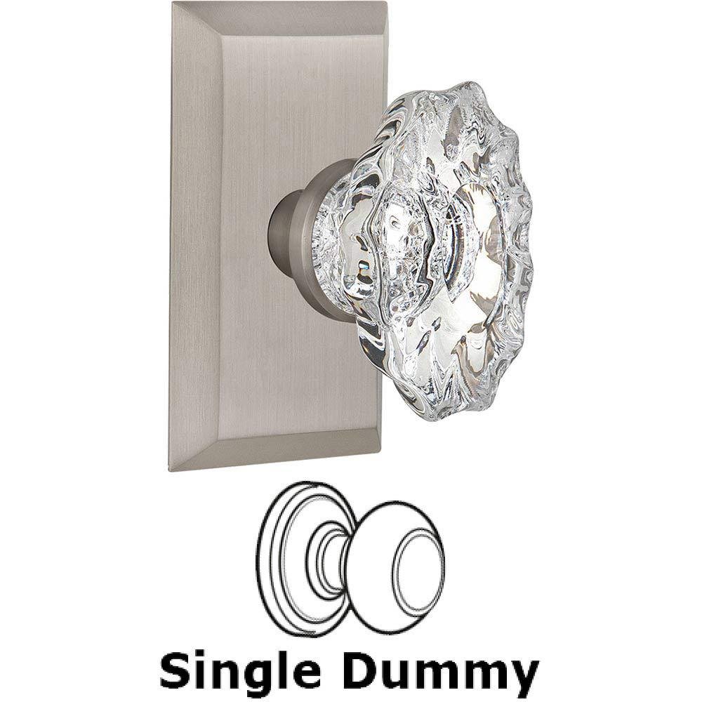 Single Dummy Knob Without Keyhole - Studio Plate with Chateau Crystal Knob in Satin Nickel
