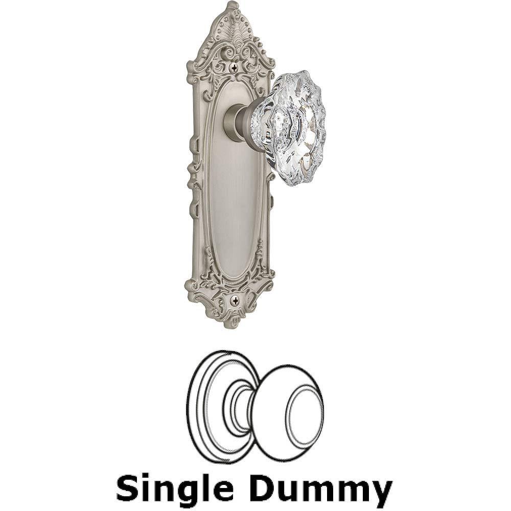 Single Dummy Knob Without Keyhole - Victorian Plate with Chateau Crystal Knob in Satin Nickel
