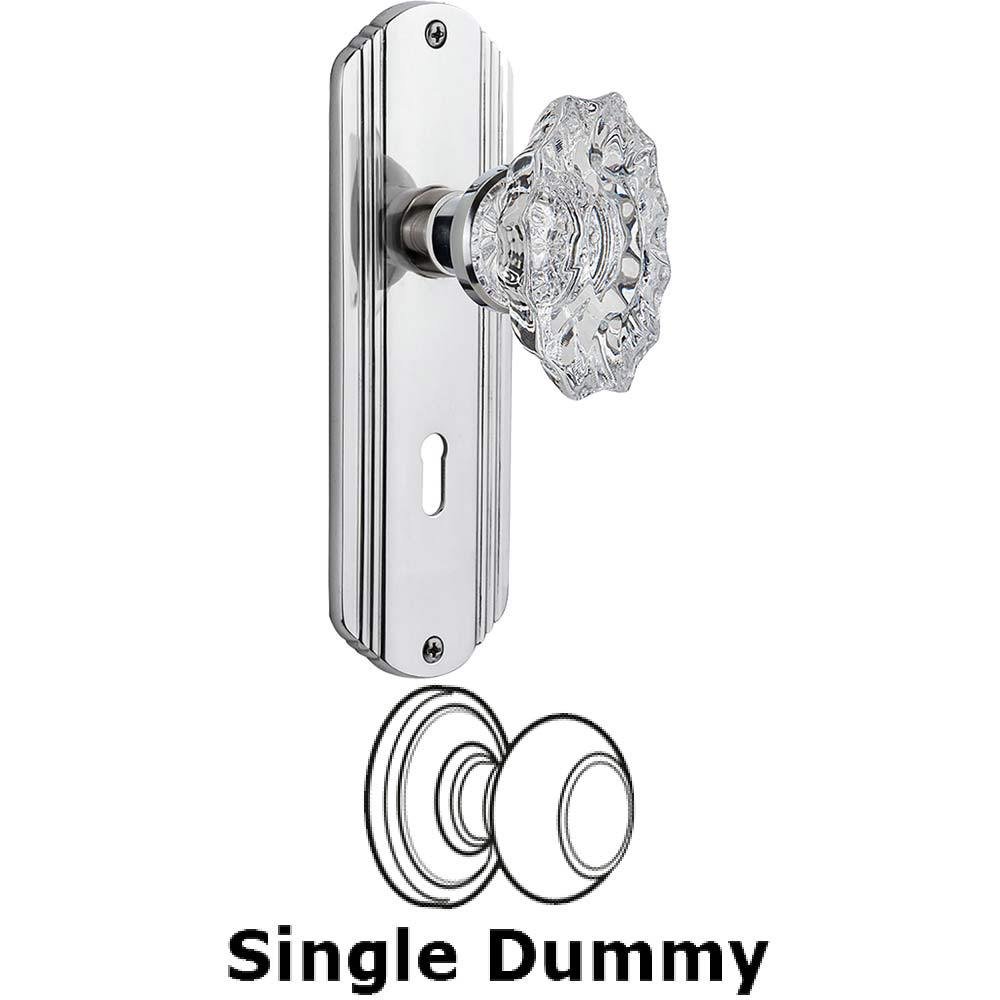 Single Dummy Knob With Keyhole - Deco Plate with Chateau Crystal Knob in Bright Chrome