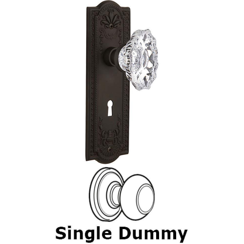 Single Dummy Knob With Keyhole - Meadows Plate with Chateau Crystal Knob in Oil Rubbed Bronze