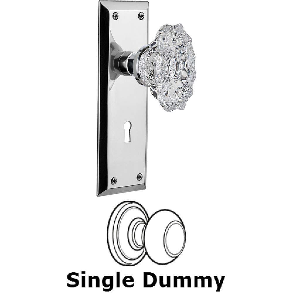 Single Dummy Knob With Keyhole - New York Plate with Chateau Crystal Knob in Bright Chrome