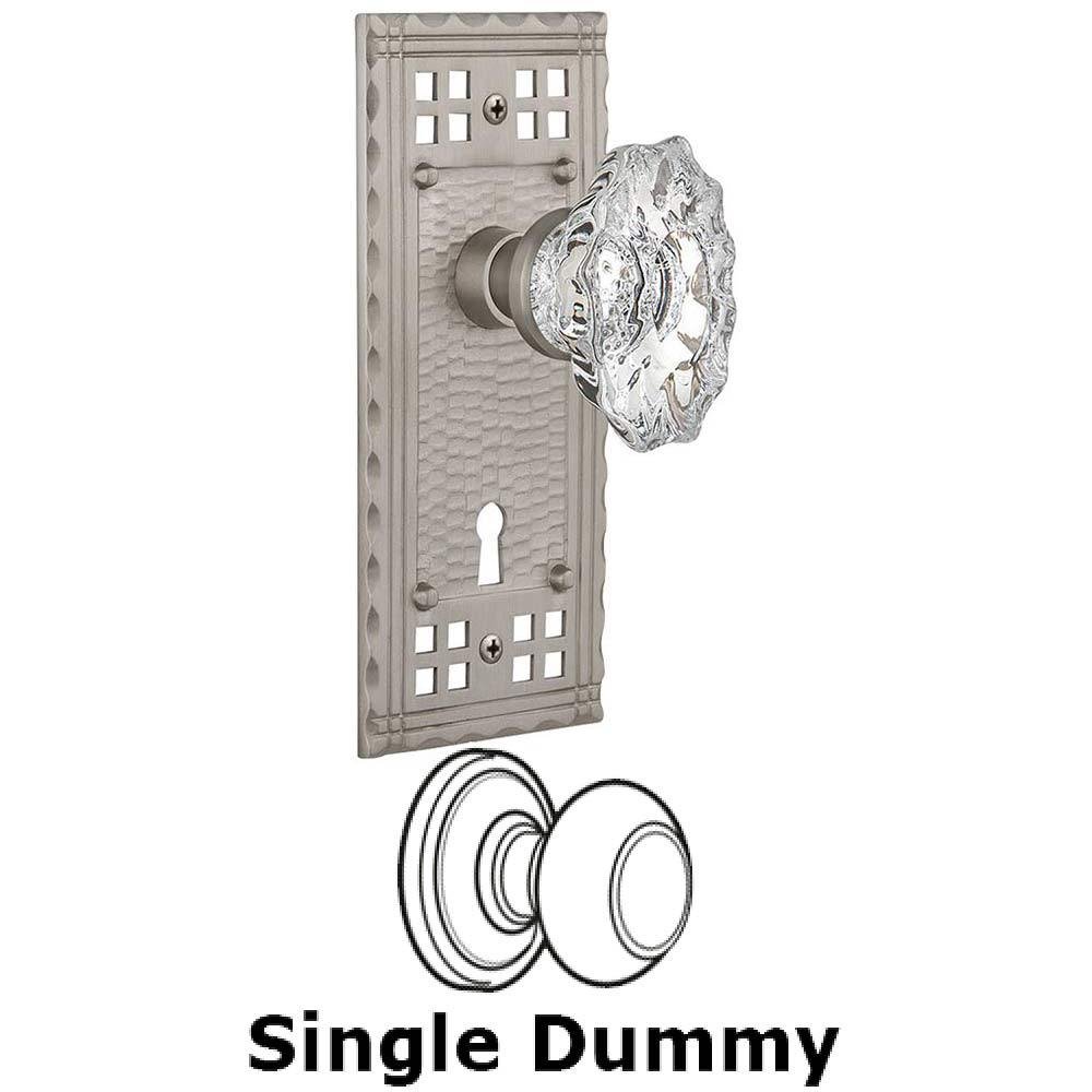Single Dummy Knob With Keyhole - Craftsman Plate with Chateau Crystal Knob in Satin Nickel