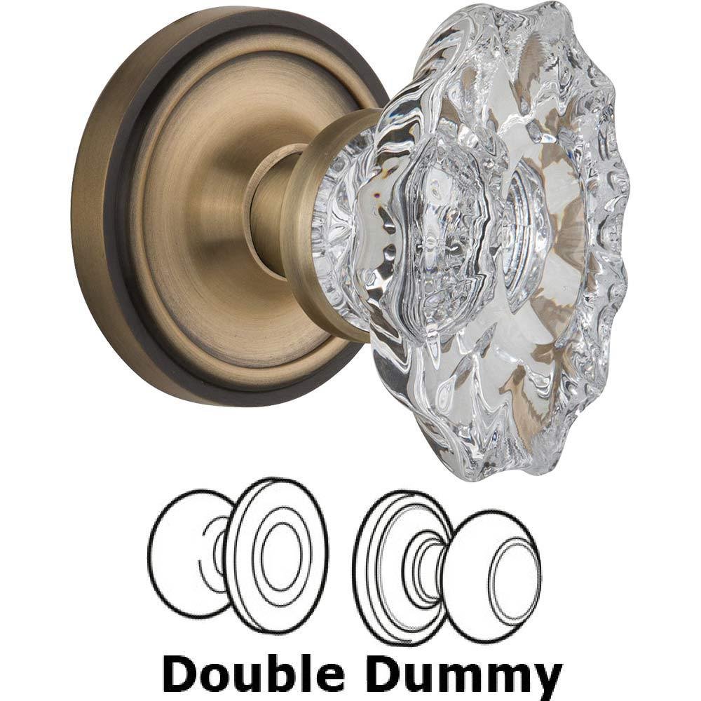 Double Dummy Classic Rosette with Chateau Crystal Knob in Antique Brass