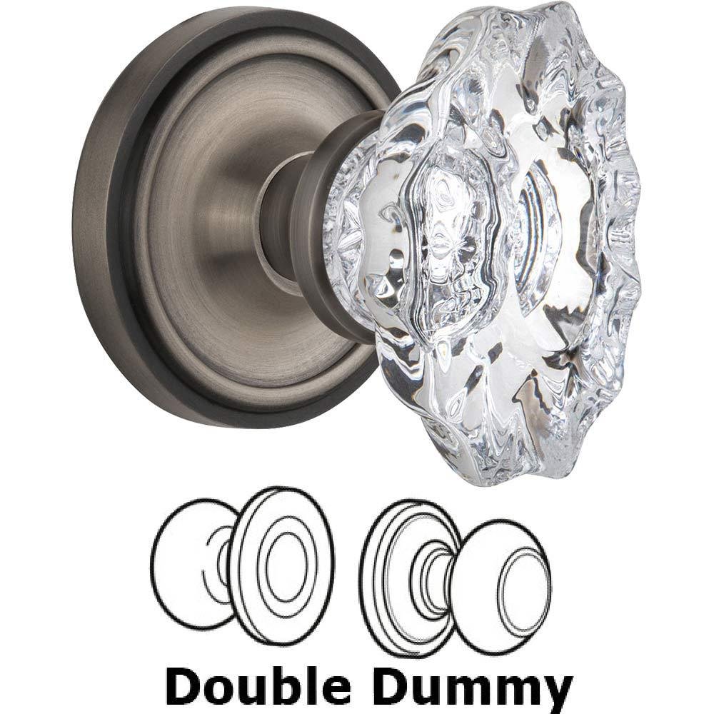 Double Dummy Classic Rosette with Chateau Crystal Knob in Antique Pewter