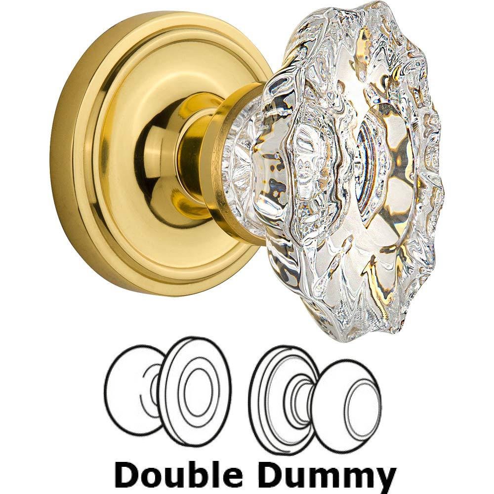 Double Dummy Classic Rosette with Chateau Crystal Knob in Polished Brass