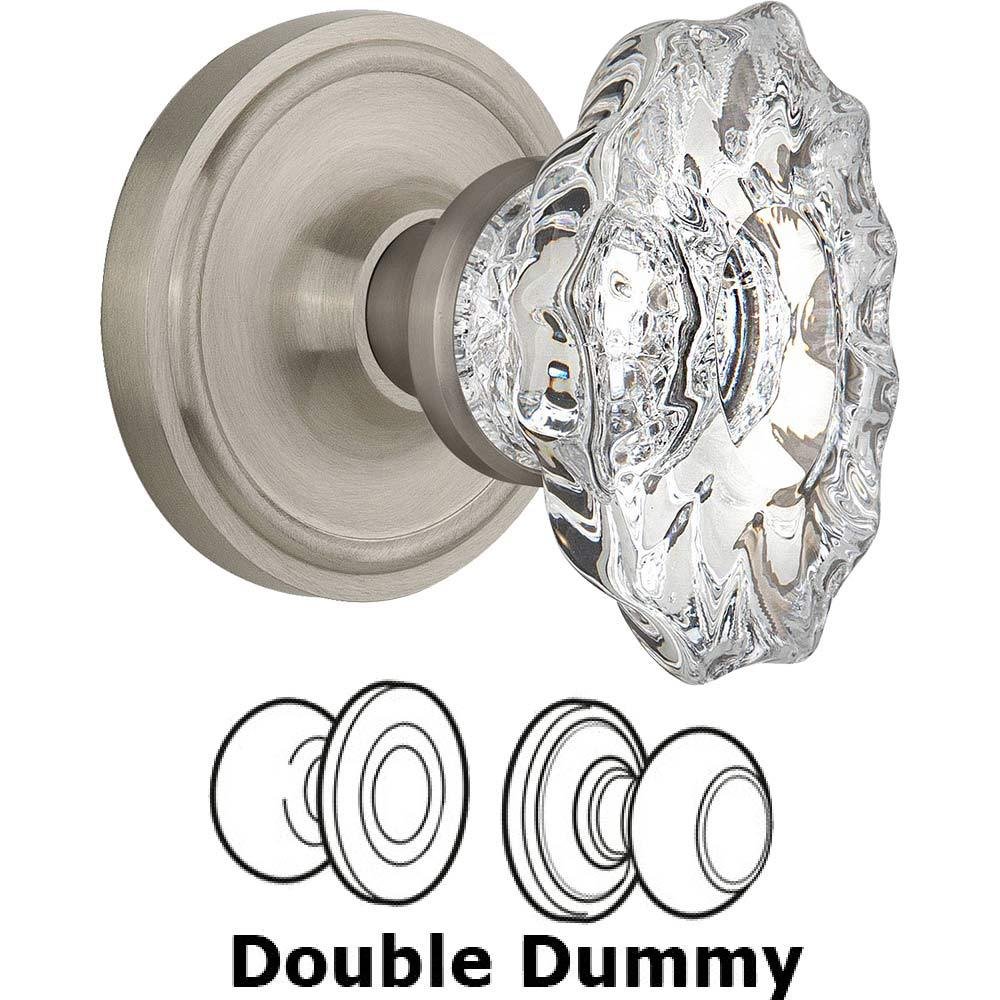 Double Dummy Classic Rosette with Chateau Crystal Knob in Satin Nickel